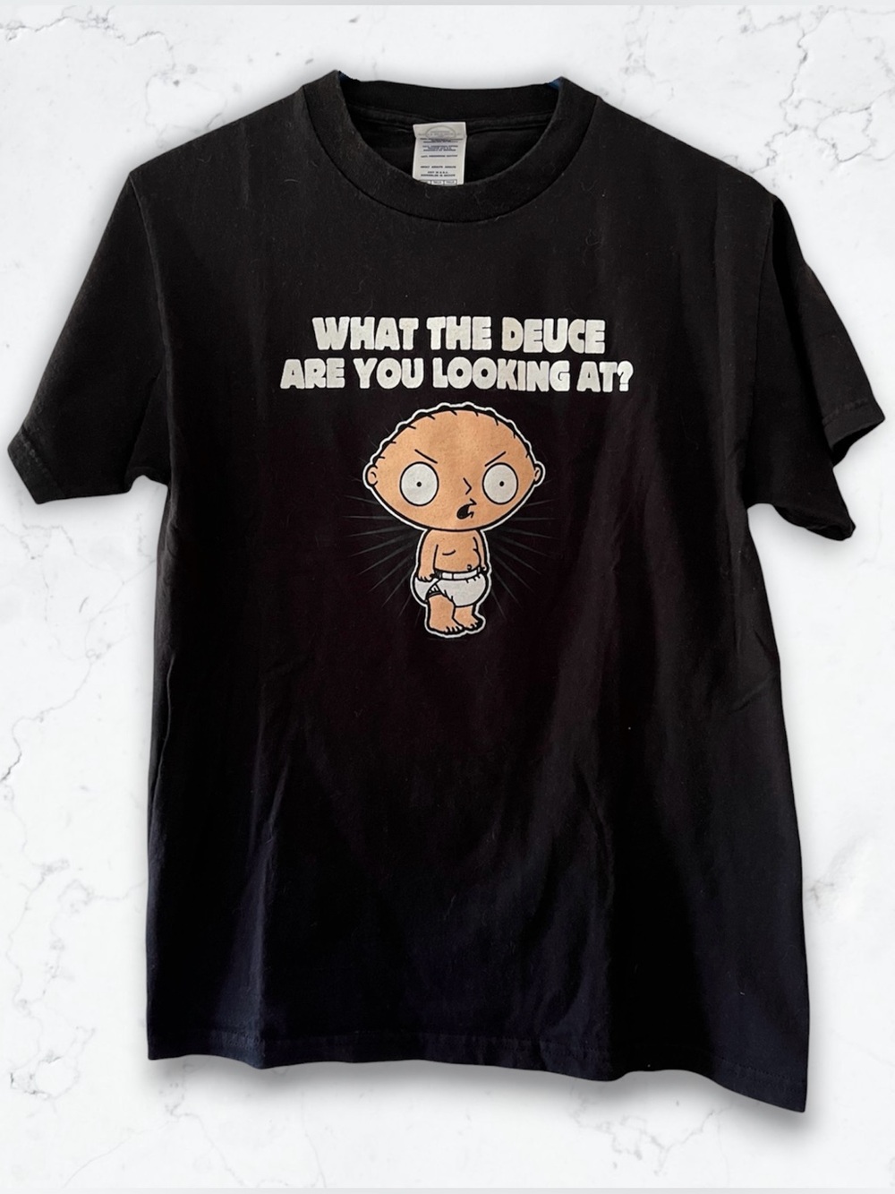 Vintage Y2K Stewie Family Guy Tee “What the Deuce”
